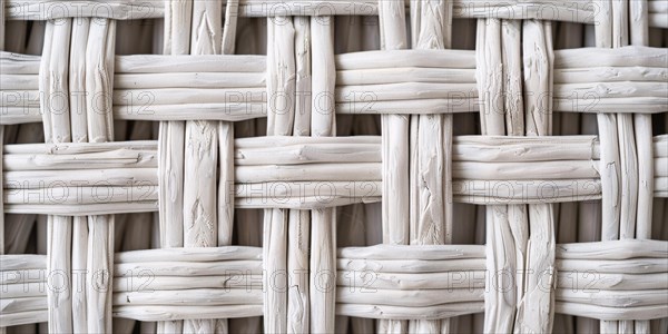 Close up of white wicker basket netting. KI generiert, generiert, AI generated