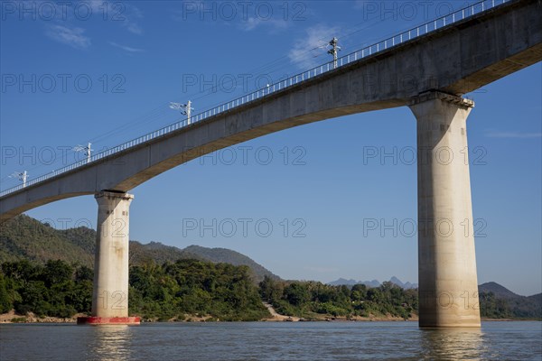 Bridge over the Mekong for the China-Laos railway, near Luang Prabang, Luang Prabang province, Laos, Asia