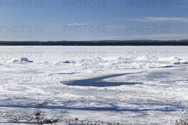 Winter, pack ice in the Saint Lawrence River, Province of Quebec, Canada, North America