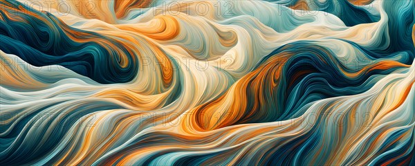 AI generated digital waves ripple across the canvas coalescing with the timeless strokes of a classic painting