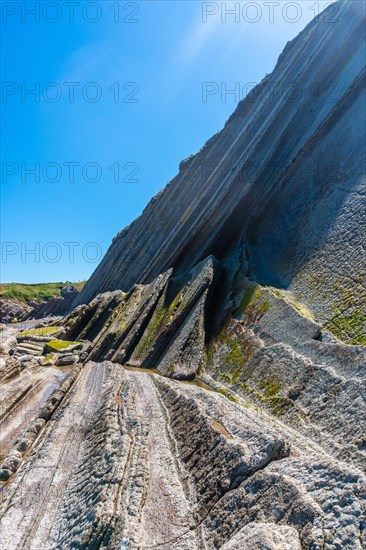 Beautiful landscape of the Flysch Basque Coast geopark in Zumaia, Gipuzkoa