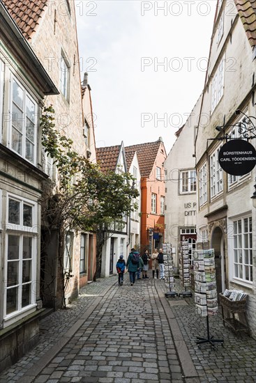 Alley with historic houses, Schnoorviertel, Schnoor, Old Town, Hanseatic City of Bremen, Germany, Europe