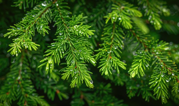 Close-up of cedar branches with vibrant green needles AI generated