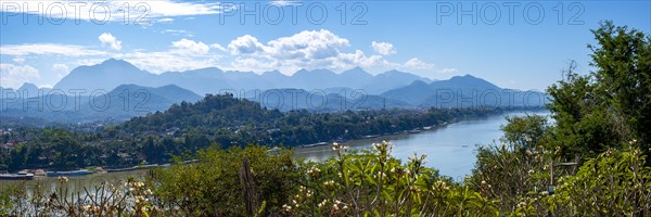 Panorama over the Mekong at Luang Prabang, Luang Prabang province, Laos, Asia