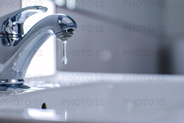 Dripping water tap at sink. KI generiert, generiert, AI generated