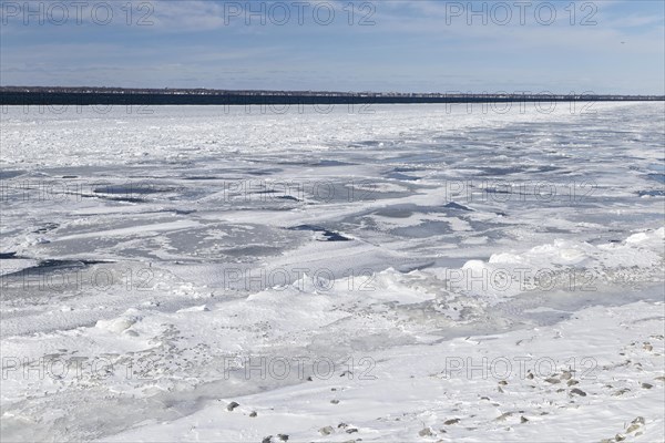 Winter, pack ice in the Saint Lawrence River, Province of Quebec, Canada, North America