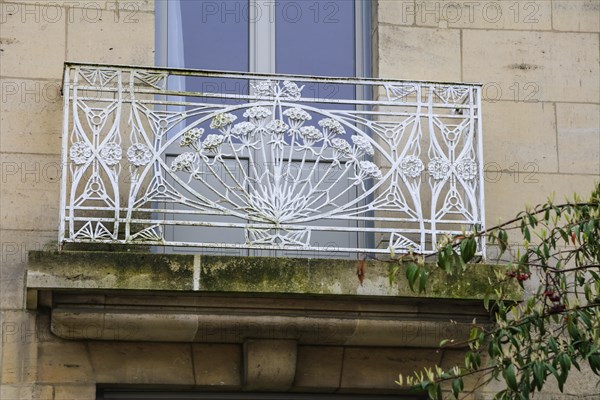 Window railings and balconies on residential buildings designed by Hector Guimard in the Art Nouveau style and produced in the municipal metal foundry Fonderies de Saint-Dizier, Saint-Dizier, Haute-Marne department, Grand Est region, France, Europe