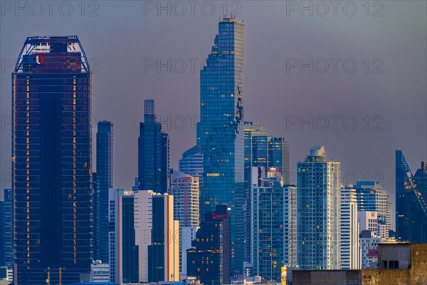 Panorama from Golden Mount, skyline of Bangkok, Thailand, Asia