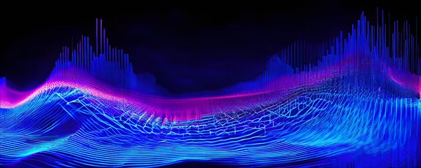 AI generated abstract art conveying sound waves and digital particles