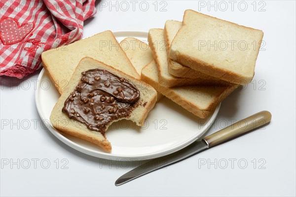 Hazelnut cream on toast, toast