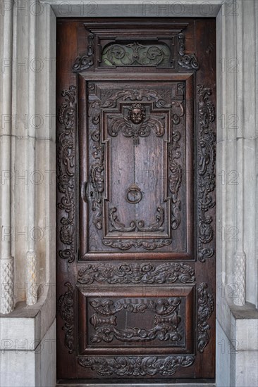 Historic house portal in the old town centre of Isny im Allgaeu, Baden-Wuerttemberg, Germany, Europe