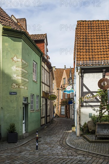 Alley with historic houses, Schnoorviertel, Schnoor, Old Town, Hanseatic City of Bremen, Germany, Europe