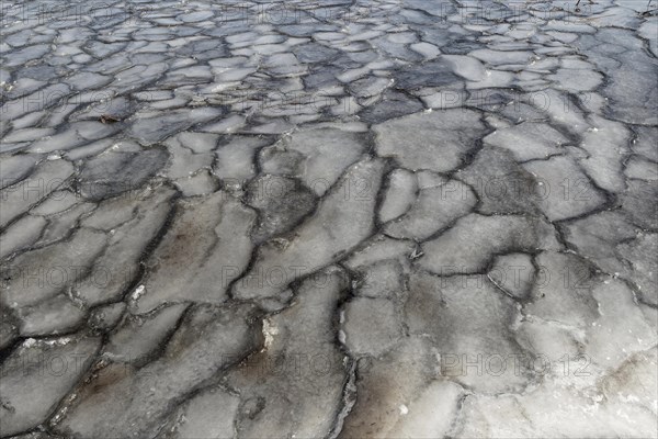 Winter, ice pattern formation, Chateauguay River, Province of Quebec, Canada, North America