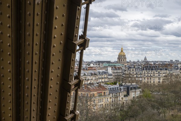 View from the Eiffel Tower to the Invalides, Paris, Ile-de-France, France, Europe