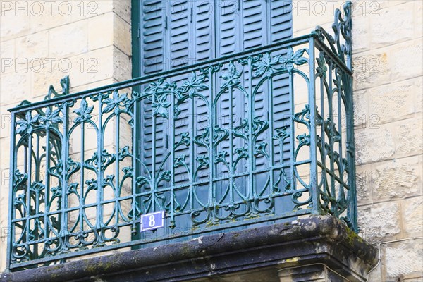 Window railings and balconies on residential buildings designed by Hector Guimard in the Art Nouveau style and produced in the municipal metal foundry Fonderies de Saint-Dizier, Saint-Dizier, Haute-Marne department, Grand Est region, France, Europe