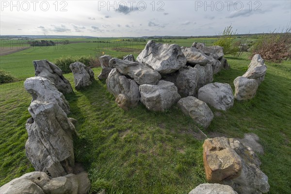 Luebbensteine, two megalithic tombs from the Neolithic period around 3500 BC on the Annenberg near Helmstedt, here the northern grave B (Sprockhoff no. 315), Helmstedt, Lower Saxony, Germany, Europe