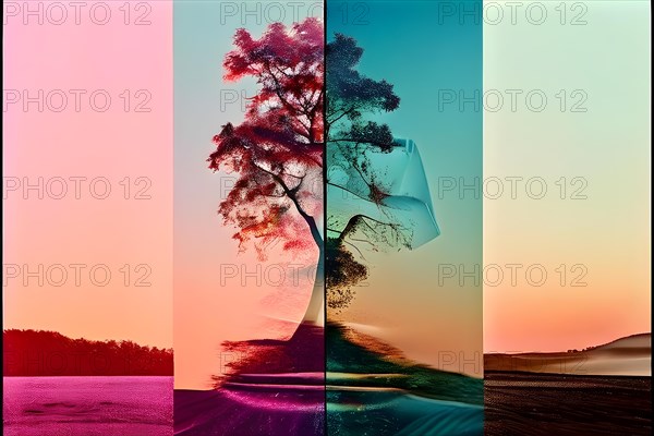 AI generated sequence of photos transitioning through a range of digital distortions symbolizing the process of change and evolution