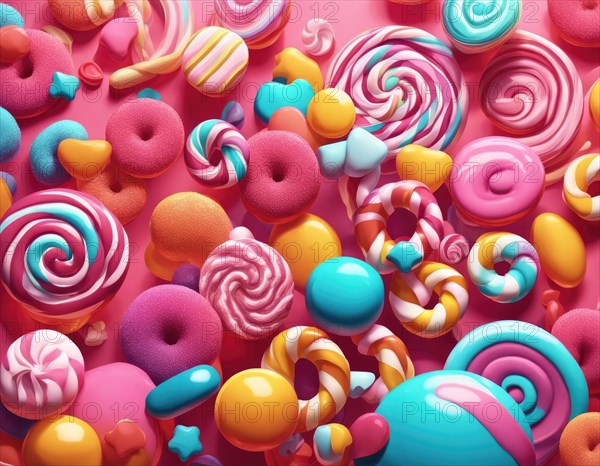 Abstract and fantastic background of colorful candies, AI generated