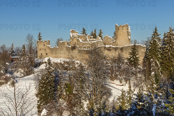 Hohenfreyberg castle ruins near Pfronten in Allgaeu, Swabia, Bavaria, Germany, Pfronten, Bavaria, Germany, Europe
