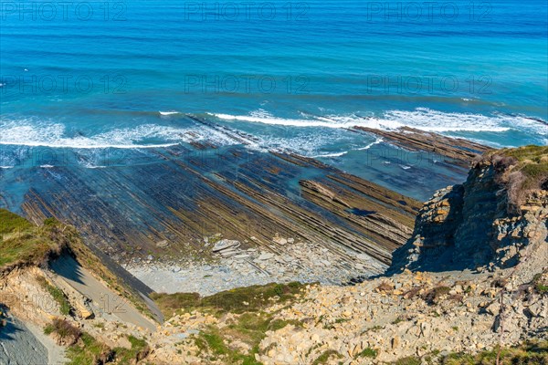 Beautiful coastal landscape near the flysch of Zumaia, Gipuzkoa. Basque Country