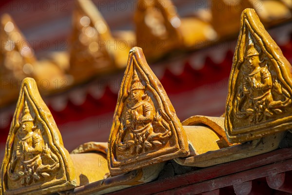 Roof decoration at Wat Benchamabophit, marble temple, Bangkok, Thailand, Asia