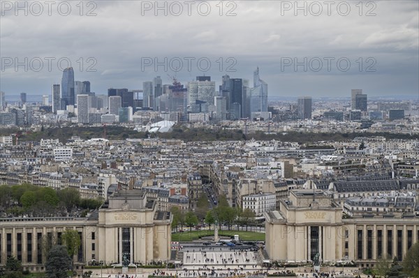 View from the Eiffel Tower to the skyscrapers of La Defence, Paris, France, Europe