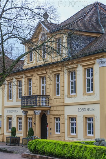 Cavalier building Rossi House opposite Rastatt Palace, former residence of the Margraves of Baden-Baden, Rastatt, Baden-Wuerttemberg, Germany, Europe