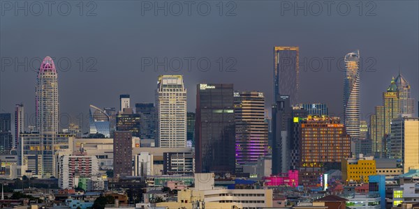 Panorama from Golden Mount, skyline of Bangkok, Thailand, Asia