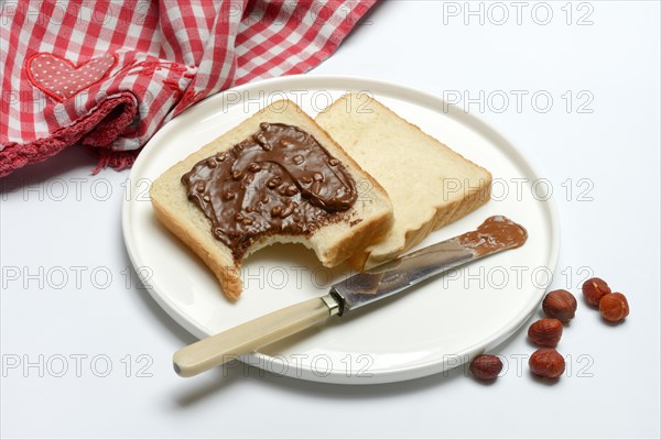 Hazelnut cream on toast, toast