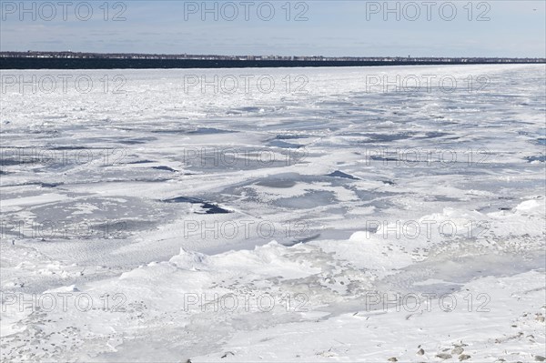 Winter, pack ice in the Saint Lawrence River, Province of Quebec, Canada, North America