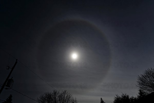 Nature, astronomy, halo during the total solar eclipse 2024, Province of Quebec, Canada, North America