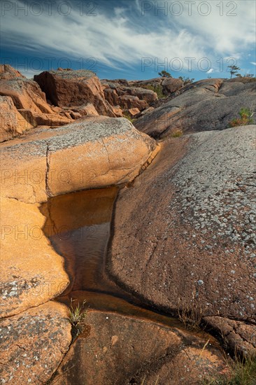 Red granite, rocky coast, Havsvidden, Geta, Aland, Aland Islands, Finland, Europe