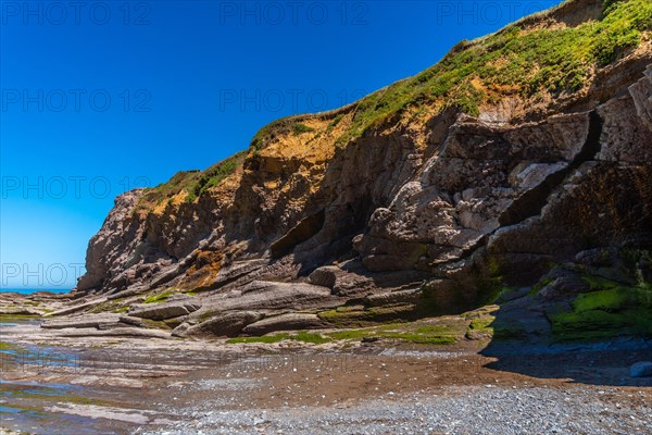 Cala Algorri with a coastal landscape in the flysch of Zumaia, Gipuzkoa. Basque Country