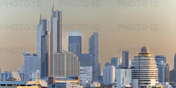 Panorama from Golden Mount, skyline of Bangkok, Thailand, Asia