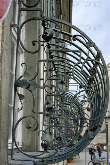 Barriers in front of the windows of historic buildings in the old town centre of Lindau (Lake Constance), Bavaria, Germany, Europe