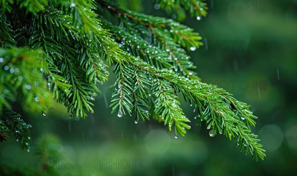 Close-up of cedar branches with vibrant green needles AI generated