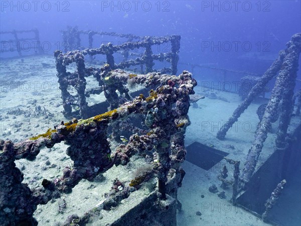 Superstructure on the wreck of the USS Spiegel Grove, dive site John Pennekamp Coral Reef State Park, Key Largo, Florida Keys, Florida, USA, North America
