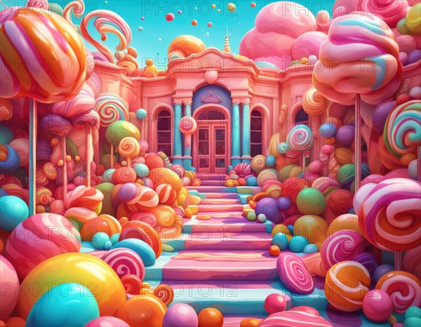 Abstract and fantastic background of colorful candies, AI generated