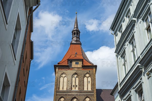 Westwork of St Mary's Church in the historic old town of Rostock, Mecklenburg-Vorpommern, Germany, Europe