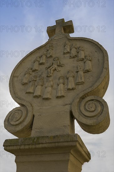 Wayside shrine with the Fourteen Holy Helpers, at St Bartholomew's Church, 18th century, Kleineibstadt, Lower Franconia, Bavaria, Germany, Europe