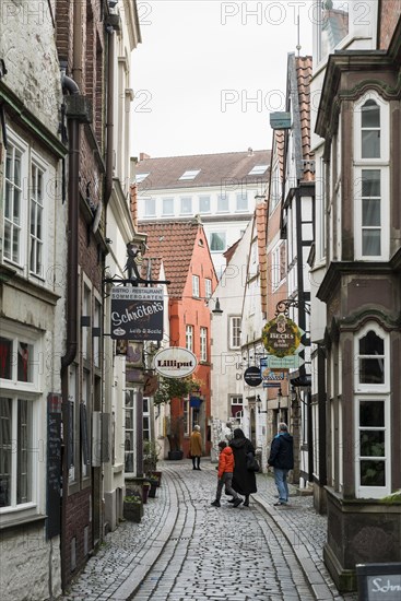 Alley with historic houses, Schnoorviertel, Schnoor, Old Town, Hanseatic City of Bremen, Germany, Europe