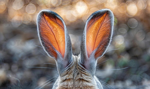 Close-up of a fluffy bunny's ears perked up AI generated