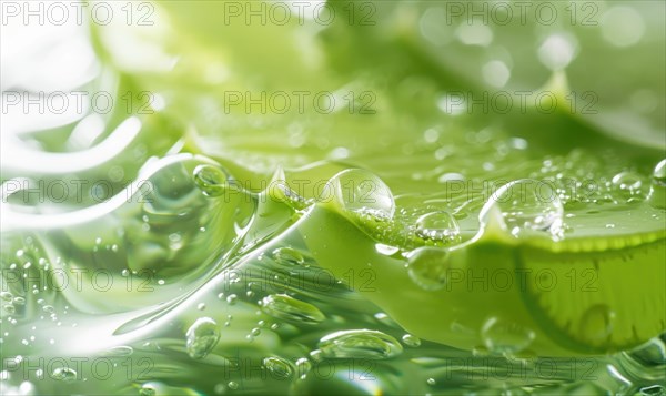 Close-up of aloe vera gel being extracted and blended with botanical oils and essences AI generated