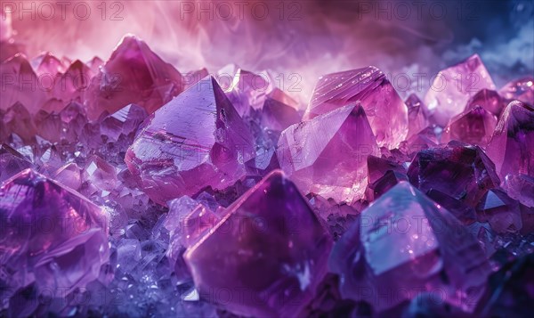 Natural texture of raw amethyst gemstones AI generated