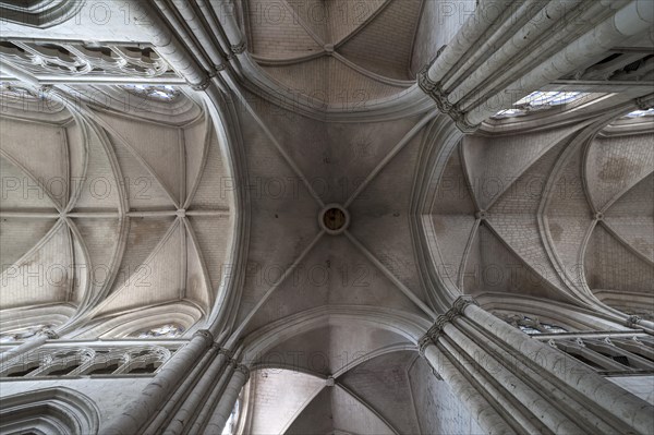 13th century central vault, Notre Dame de l'Assomption Cathedral, Lucon, Vendee, France, Europe