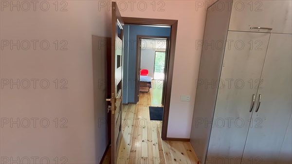 Interior of a new house with wooden floor. Nobody inside