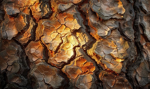 Close-up of pine bark with intricate patterns and textures AI generated