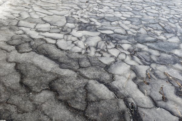 Winter, ice pattern formation, Chateauguay River, Province of Quebec, Canada, North America