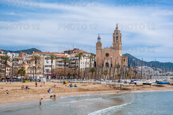 Beach and promenade in Sitges, Spain, Europe