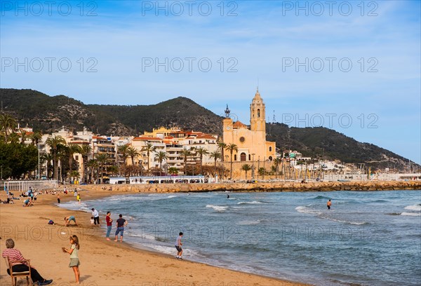 Beach and promenade in Sitges, Spain, Europe